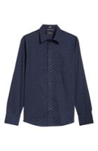 Men's Nordstrom Men's Shop Slim Fit Non-iron Boomerang Print Sport Shirt - Blue