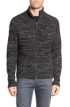 Men's French Connection Zip Wool Blend Cardigan, Size - Black