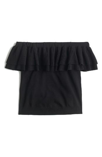 Women's J.crew Lightweight Off The Shoulder Sweater - Black