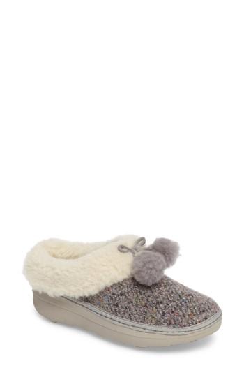 Women's Fitflop(tm) Loaff Pompom Wool Slipper M - Grey