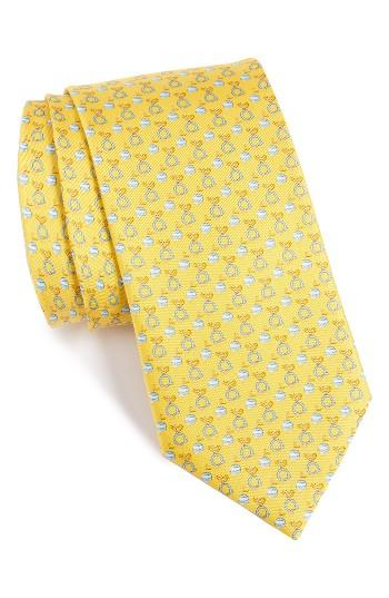 Men's Salvatore Ferragamo Gancio Buoy/bird Woven Silk Tie, Size - Yellow