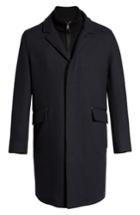 Men's Cole Haan Wool Blend Overcoat With Knit Bib Inset - Blue