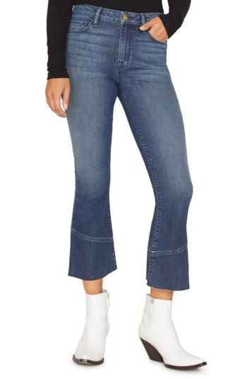 Women's Sanctuary Connector Kick Crop Raw Edge Jeans - Blue