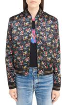 Women's Saint Laurent Teddy Floral Satin Bomber Jacket