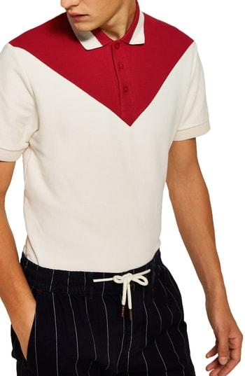 Men's Topman Chevron Polo - Red