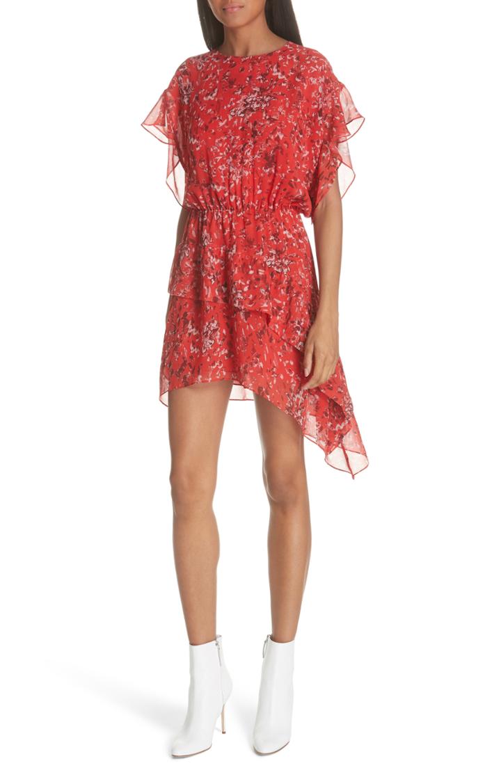 Women's Iro Print Ruffle Dress Us / 36 Fr - Red