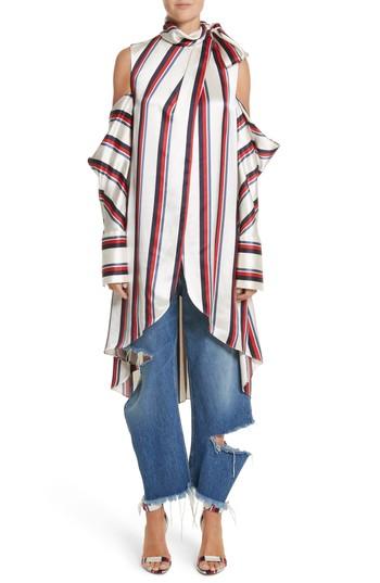Women's Monse Stripe Off The Shoulder Blouse - Red