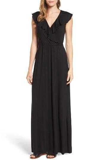 Women's Loveappella Ruffle Maxi Dress - Black