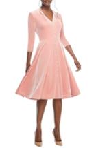 Women's Gal Meets Glam Collection Joy Button Front Velvet Dress - Pink
