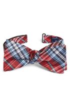 Men's The Tie Bar Motley Plaid Silk Bow Tie, Size - Red
