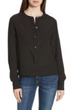 Women's Theory Isalva Classic Georgette Silk Blouse - Black