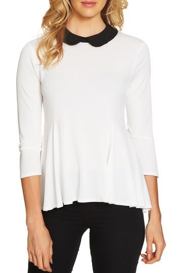 Women's Cece Pleat Collar Swing Knit Top - Ivory