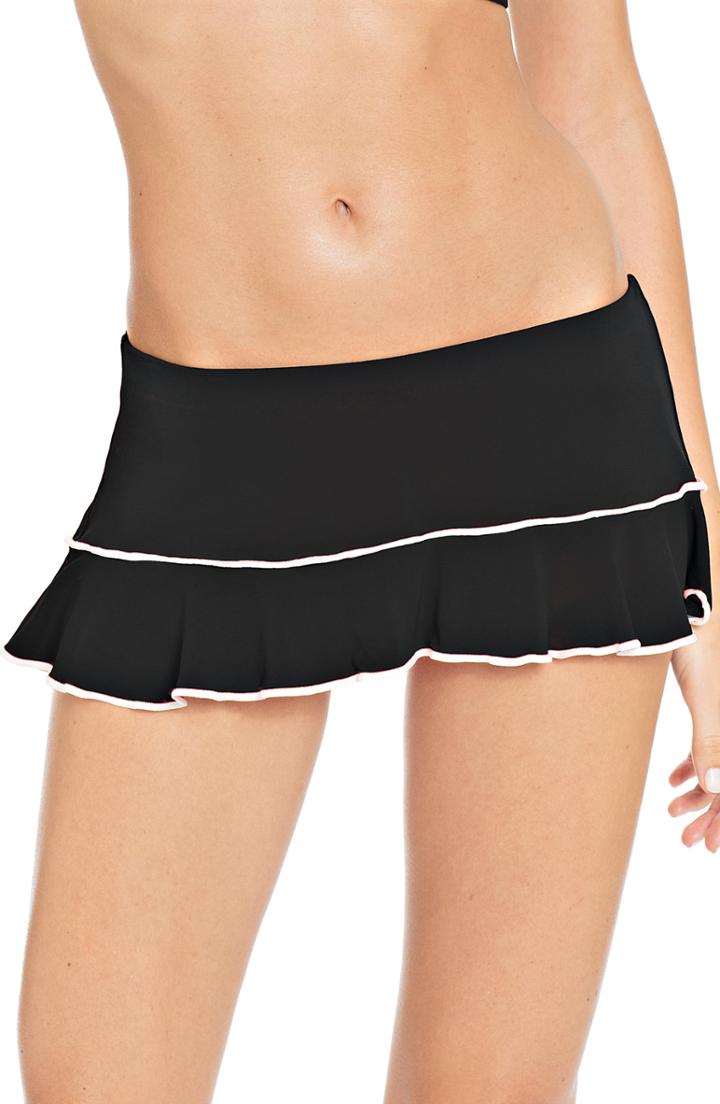 Women's Robin Piccone Malia Skirted Bikini Bottoms - Black