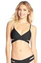 Women's L Space Chloe Wrap Bikini Top, Size D - Black