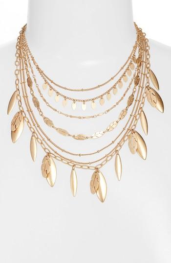 Women's Halogen 7-layer Multichain Leaf Necklace