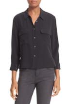 Women's Equipment 'signature' Crop Three Quarter Sleeve Shirt - Black