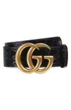 Women's Gucci Gg Marmont Genuine Crocodile Leather Belt - Nero