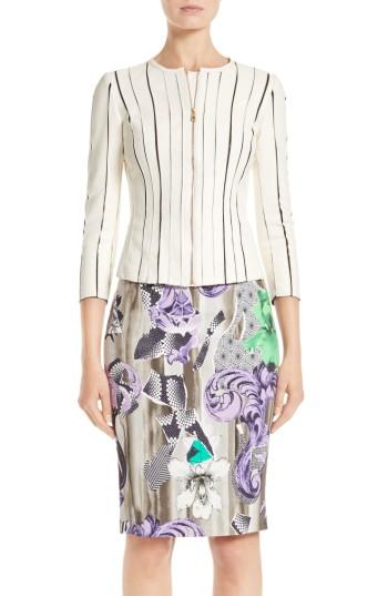 Women's Versace Collection Paneled Leather Jacket Us / 38 It - White