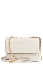 Tory Burch Small Fleming Quilted Lambskin Leather Convertible Shoulder Bag - White