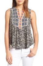 Women's Thml Embroidered Mix Print Top