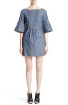 Women's Burberry Michelle Bell Sleeve Chambray Dress - Blue