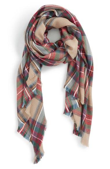 Women's Sole Society Plaid Blanket Scarf, Size - Beige