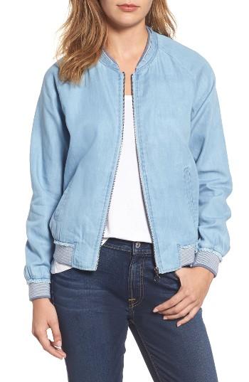 Women's Wit & Wisdom Chambray Bomber Jacket - Blue