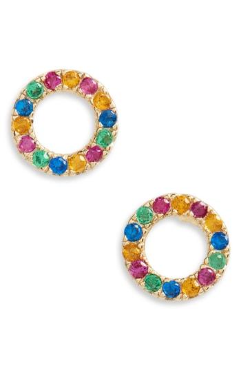 Women's Shashi Circle Pave Stud Earrings