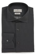 Men's Canali Regular Fit Print Dress Shirt - Black