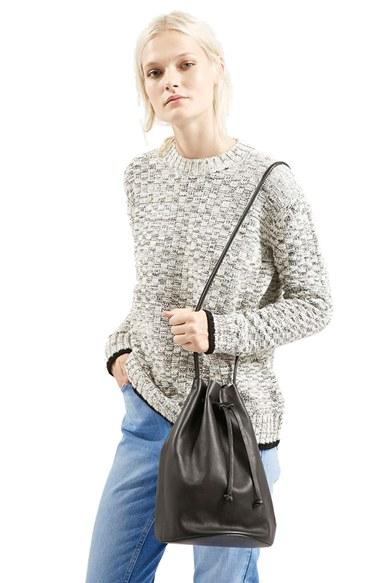 Topshop 'pisces' Leather Bucket
