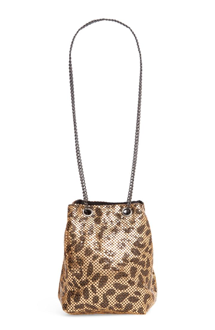 Nordstrom Leopard Mesh Pouchette - Metallic