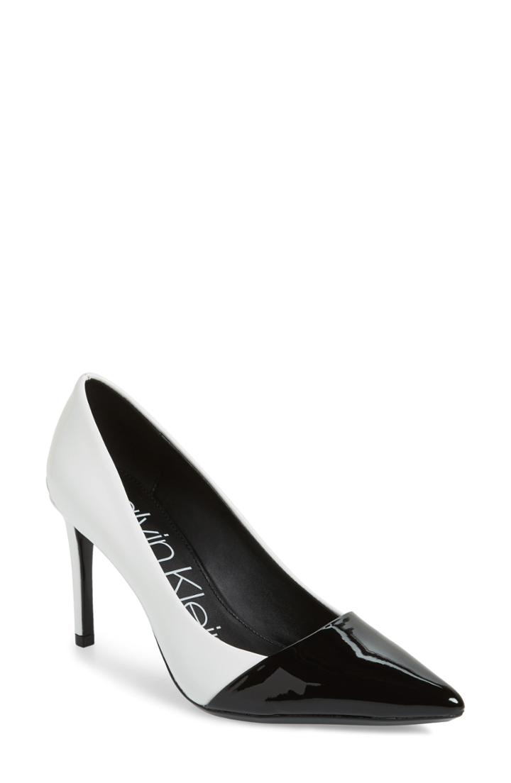 Women's Calvin Klein Roslyn Pointed Toe Pump .5 M - White