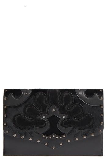 Rebecca Minkoff Biker Genuine Calf Hair Clutch - Black