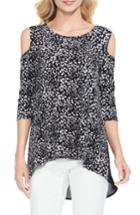 Women's Vince Camuto Animal Whispers Cold Shoulder Top - Black
