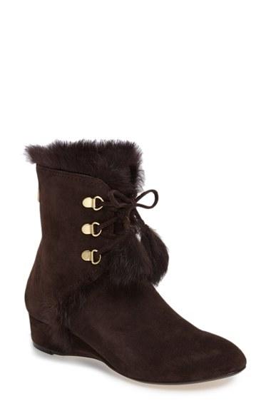 Women's Taryn Rose Forsters Genuine Rabbit Fur Bootie M - Brown