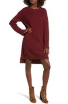 Women's Cotton Emporium Cuff Sweater Dress - Burgundy