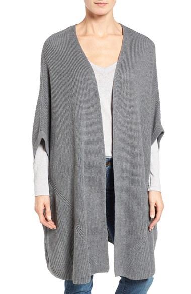 Women's Halogen Open Front Cardigan, Size - Grey