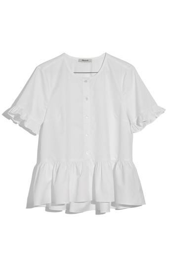 Women's Madewell Studio Ruffle Hem Top, Size - White