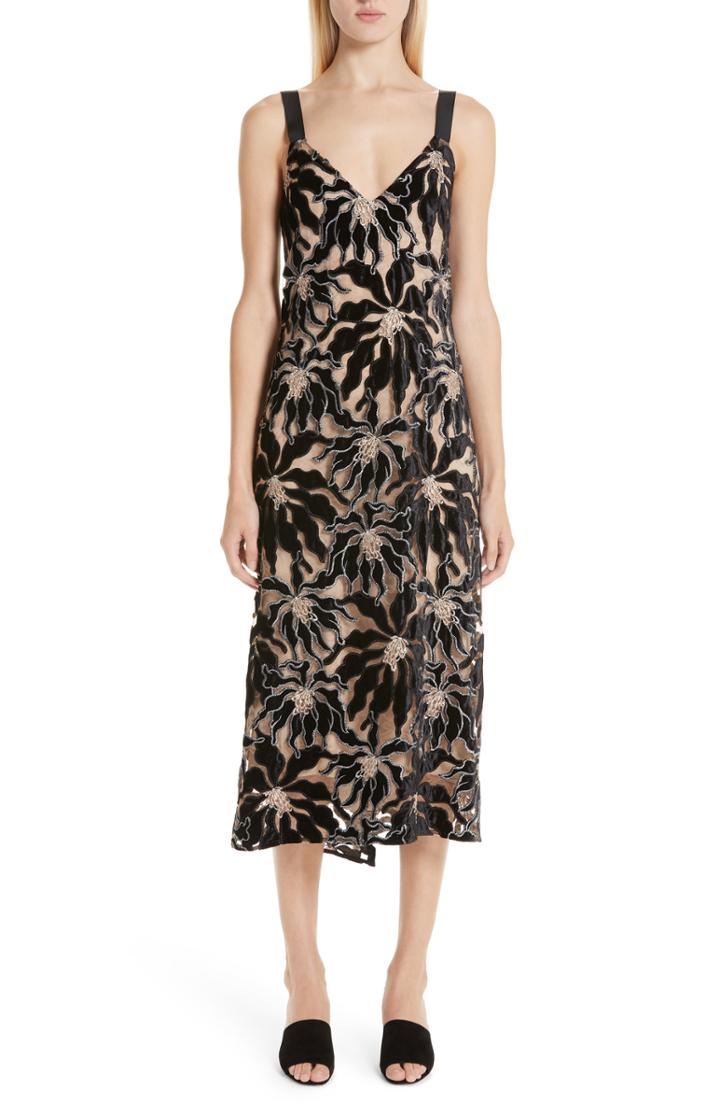 Women's Beaufille Floral Velvet Applique Lace Slipdress - Black