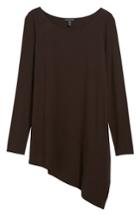Women's Eileen Fisher Bateau Neck Asymmetrical Jersey Tunic, Size X-small - Black (regular & ) (online Only)