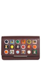 Women's Fendi Rainbow Studded Leather Tube Wallet On A Chain - Grey