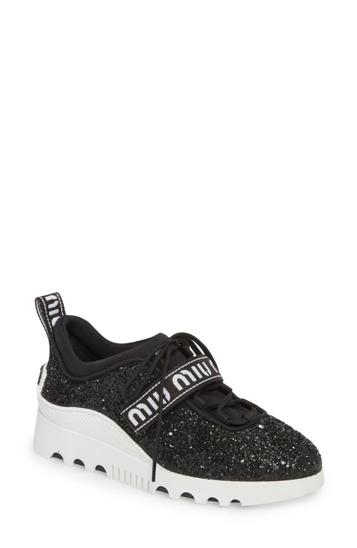Women's Miu Miu Logo Strap Platform Sneaker Us / 40eu - Black
