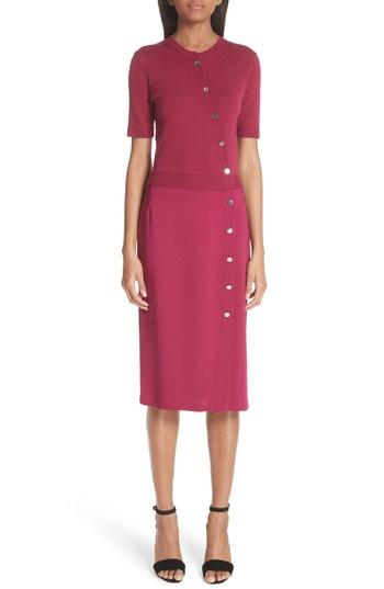 Women's Altuzarra Asymmetrical Button Mixed Media Sheath Dress Us / 34 Fr - Pink