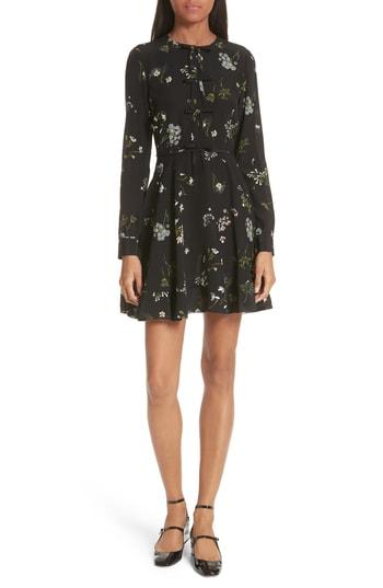 Women's Red Valentino Floral Print Silk Dress Us / 38 It - Black