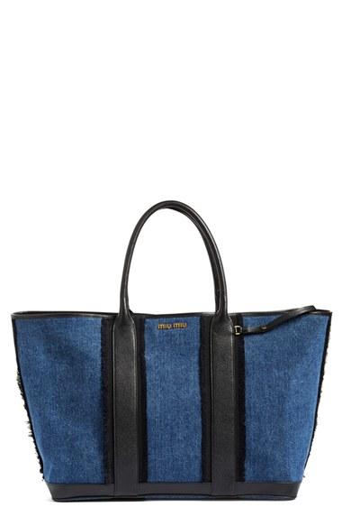 Miu Miu Madras Denim Tote -