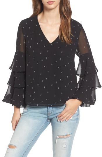 Women's Wayf Micah Ruffle Sleeve Top - Black
