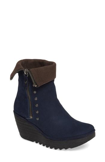 Women's Fly London Yemi Wedge Bootie -8.5us / 39eu - Blue