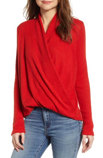 Women's Codexmode Faux Wrap Sweater - Coral