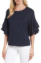 Women's Halogen Double Ruffle Sleeve Top - Blue