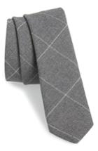 Men's Eleventy Windowpane Wool Skinny Tie, Size - Grey